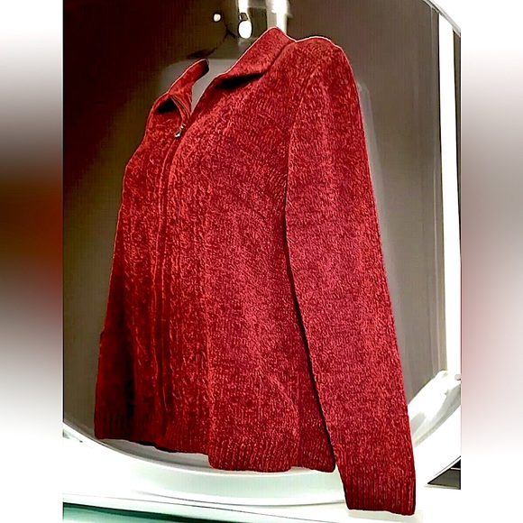 🪔ALFRED DUNNER🪔 FULL ZIP CUDDLY WARM VELOUR VELVETY CARDIGAN SWEATER EUC🎄 - Picture 4 of 12